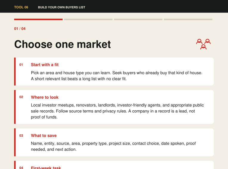 Excerpt from the included Buyers list guide PDF